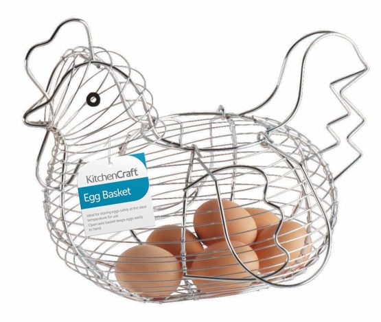 KitchenCraft KCCHICKLRG Chicken Shaped Egg Basket with Chrome Plated Finish, Wire, 34 x 26 x 24 cm - Image 2