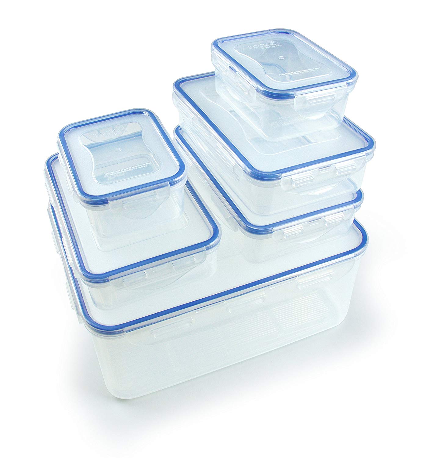 Lock & Lock HPL836SB Storage Container, Clear/Blue, Set of 6 – BigaMart