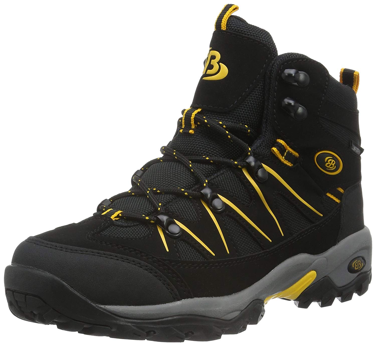 Brütting Men’s Mount Hunter High High Rise Hiking Shoes, Black (Black/Yellow), 6.5 UK, Black Black Yellow