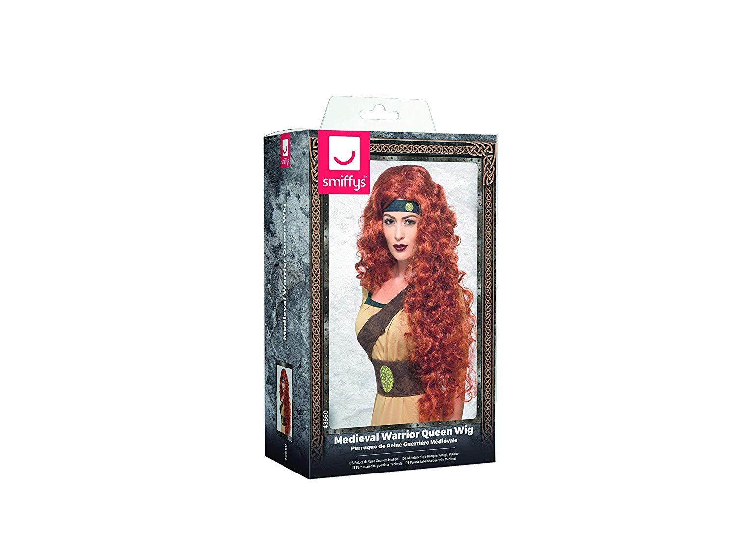 Smiffys Medieval Warrior Queen Wig, Auburn Extra Long, Historical Fancy Dress, Medieval Dress Up Wigs Halloween - Image 2