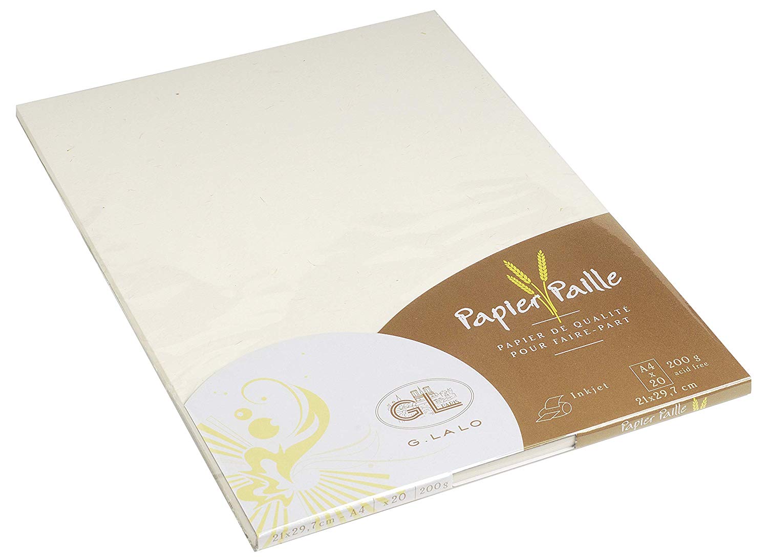 Lalo 41616L, Paille Pack of 20 Sheets. Size: A4 21x29,7 cm 200g, Straw Paper, Cream, Lined, Correspondence