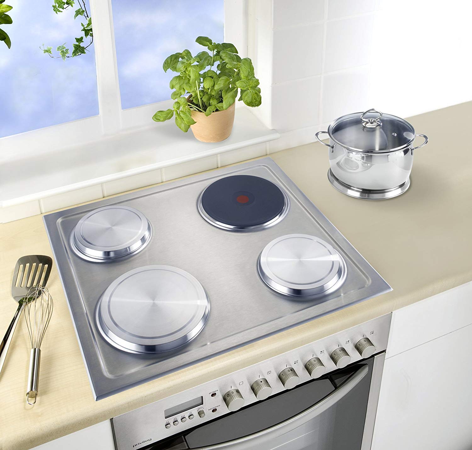 Wenko 2235504100 Cover Plates for Electric cookers Set of 4, Metal Stainless Steel, Silver, 2L x 2B cm - Image 4