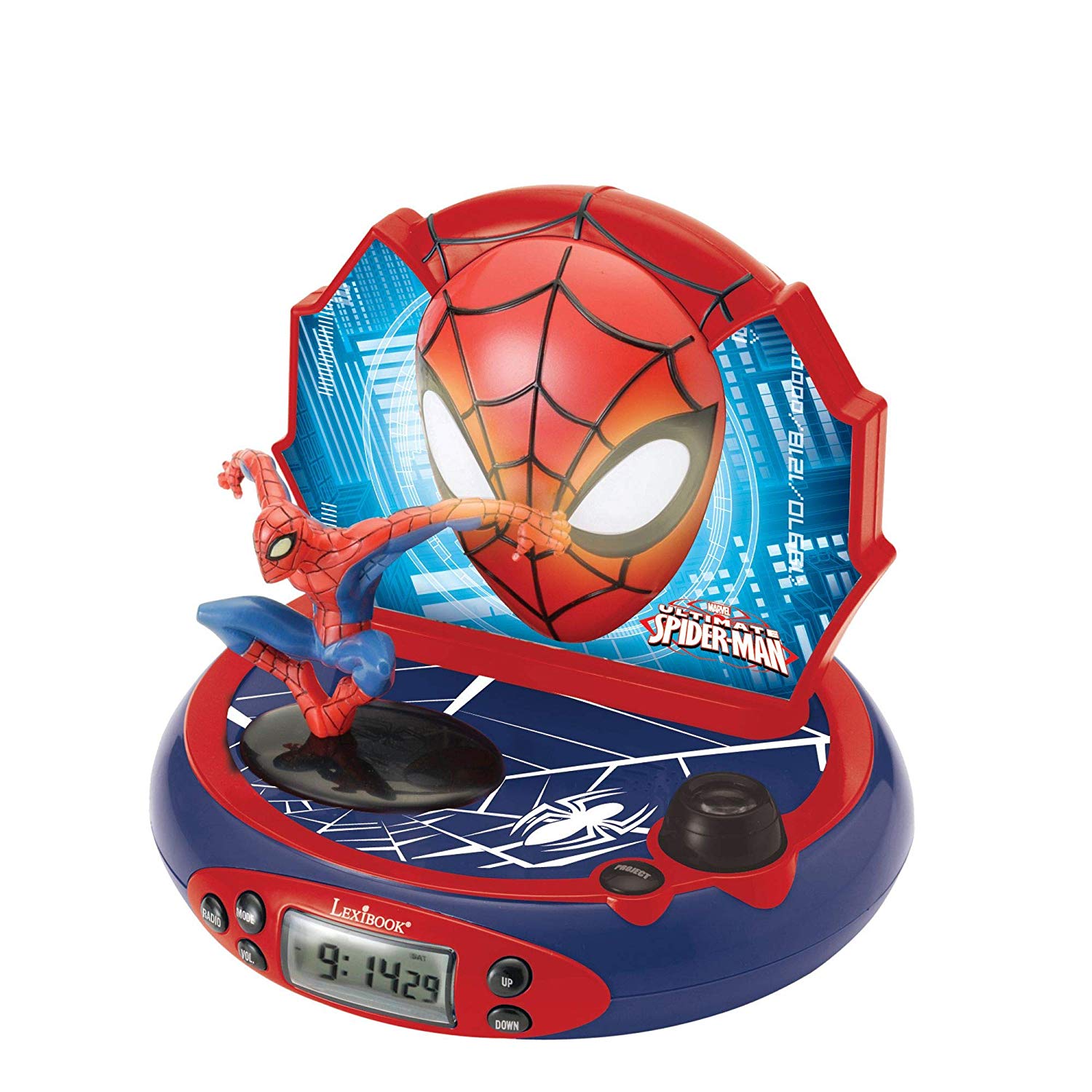 LEXIBOOK, Spider-Man, Projector Alarm Clock for kids, Nightlight and time projection to the ceiling, Red - Image 2