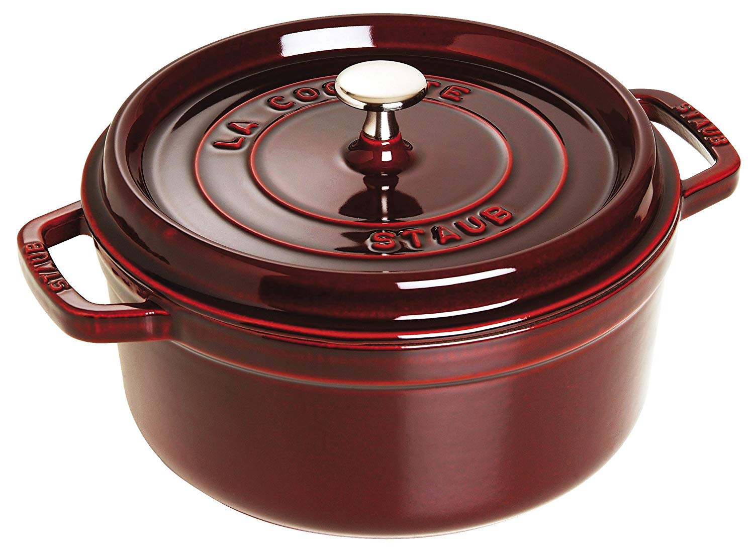 STAUB Cast Iron Roaster/Cocotte, Round, 26 cm, 5 L, Grenadine, 26cm