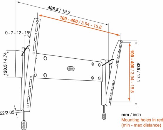 Vogel's BASE 15M tiltable TV wall bracket for 32-55 inch (81-140 cm) TVs, max. 66 lbs (30 kg), TV wall mount also compatible for LED, QLED and OLED TVs, VESA 100x100 to 400x400, black - Image 4