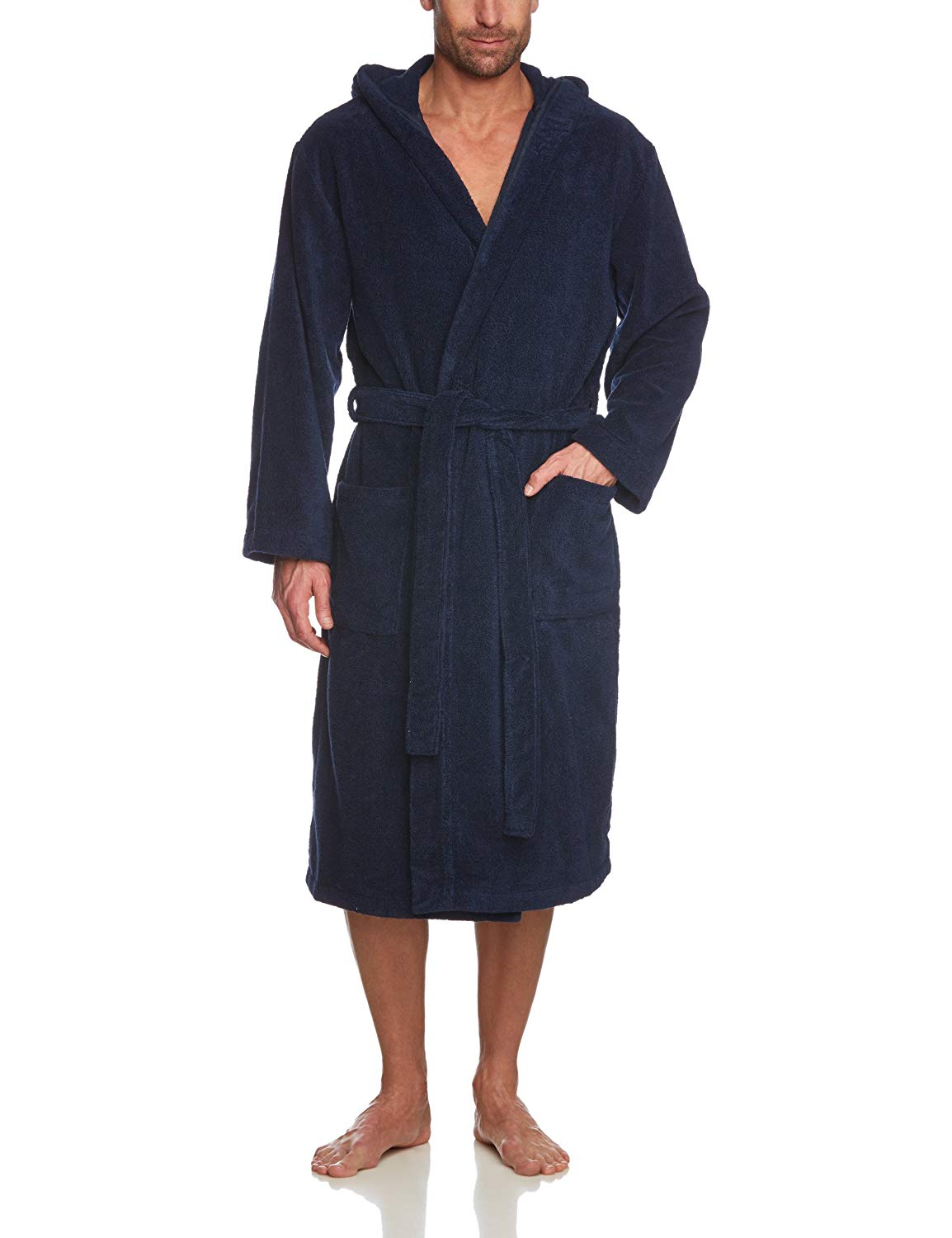 Schiesser Men'S Bathrobe - Blue - Blau (815-Navy) - 50 (Eu) (Brand Size: M), Blue (815-navy)