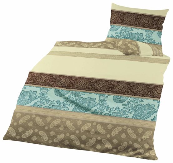 Bierbaum 4972_02 Soft Flannelette Bed Linen, Cafe, Beaver, multicoloured, 135 cm x 200 cm