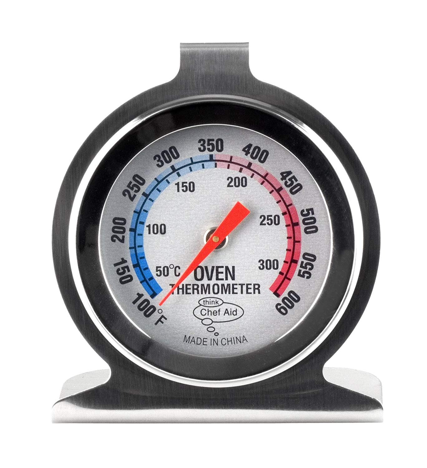 Chef Aid Stainless Steel Oven Thermometer for use with fan gas, electric, pizza oven, air fryer, or range cooker
