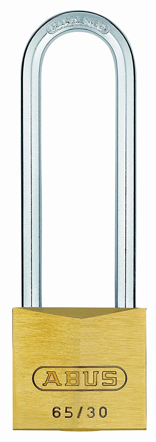 ABUS 12635 60mm Long Shackle Brass Padlock with 6304 Alike Keyed, 30 mm, Gold,silber