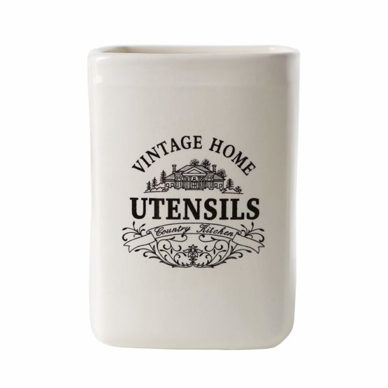 Premier Housewares 721233 Vintage Home Utensil Holder - Cream, H15 x W11 x D11cm - Image 2
