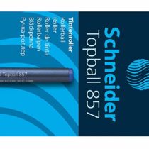 Schneider Topball 857 Ink Roller Pen with Solid Metal Tip 0.6 mm Blue Pack of 10