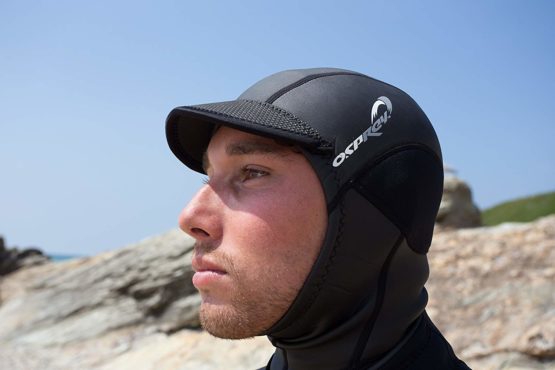 Osprey Surf Hood Wetsuit 2mm Neoprene Peaked Cap, Unisex, Black - Image 4