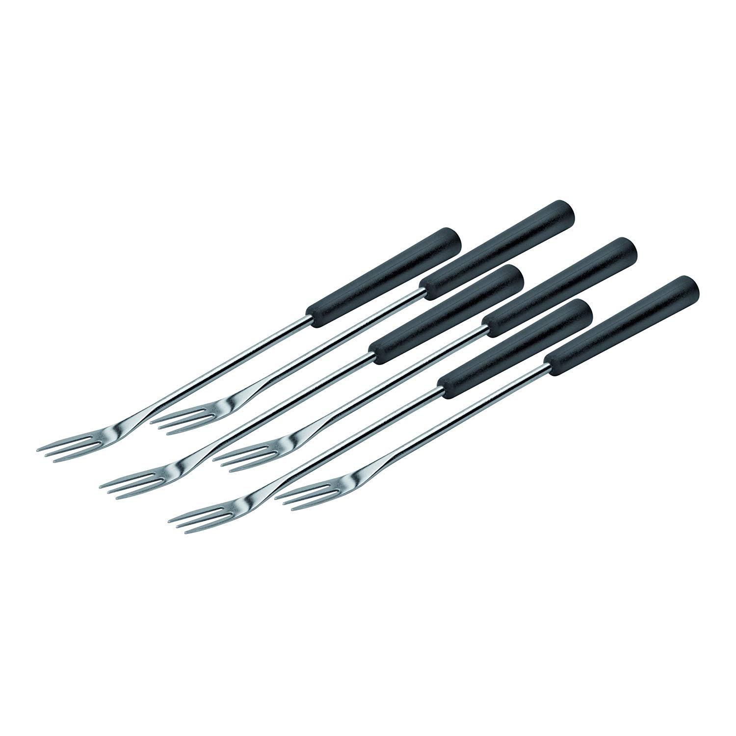 Kuhn Rikon Cheese and Meat Fondue Forks, Stainless Steel, Silver/Black, 6-Piece, 26.5 x 1.5 x 1.5 cm