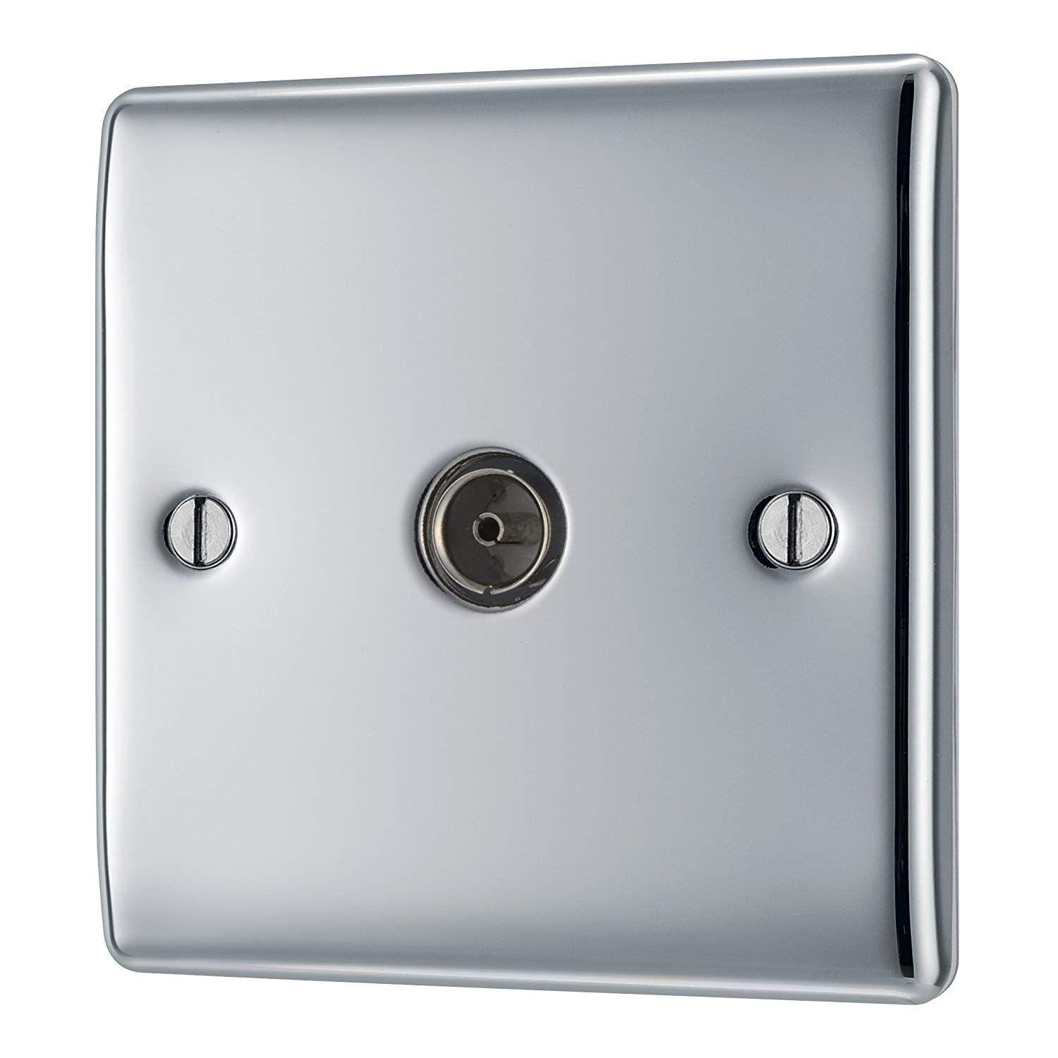BG Electrical Single Co-Axial Socket, Polished Chrome