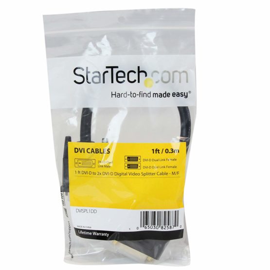 StarTech 1ft DVI Splitter Cable - M / F - DVI-D to 2x DVI-D Dual Video Splitter for Your Split Screen Computer Monitor (DVISPL1DD), Black - Image 4