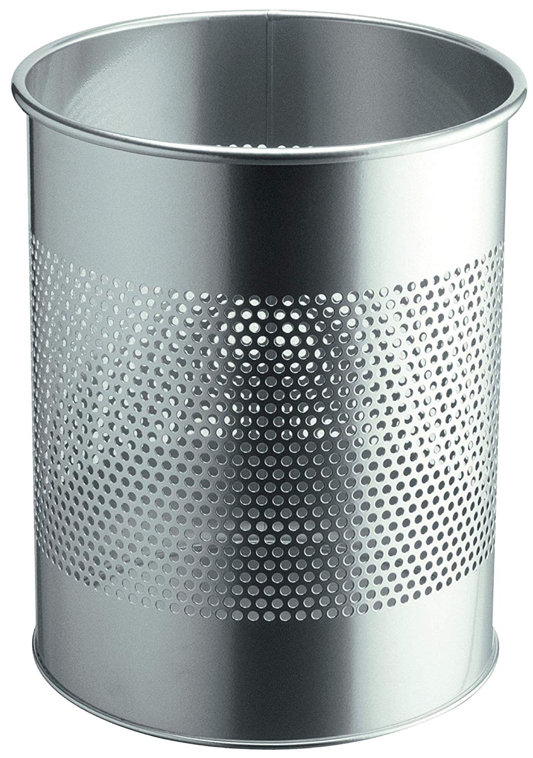 Durable 15 Litre Stainless Steel RRound Waste Bin - Silver, 338123, 15 liters