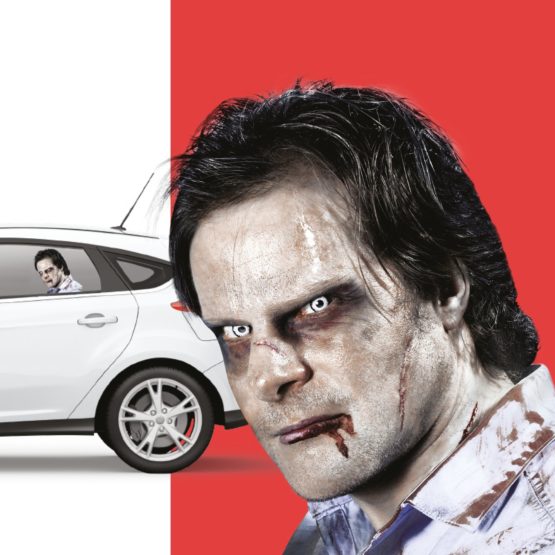 Thumbs Up rw Zomlhd Ride With A Zombie Window Sticker - Image 2