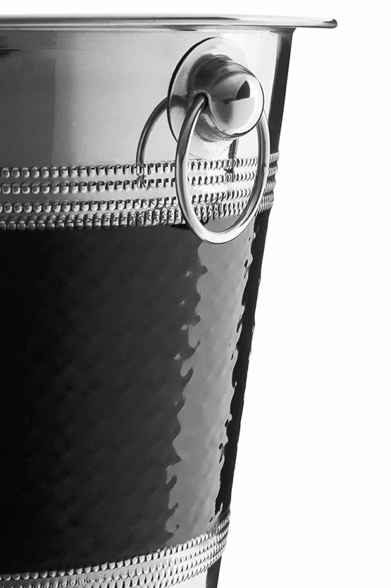 Premier Housewares Champagne Bucket with Hammered Black Band - Stainless Steel - Image 4