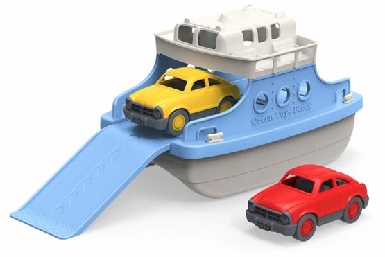 Green Toys Ferry Boat with Mini Cars Bathtub Toy, Blue/White
