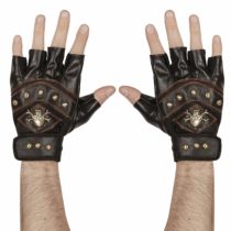 WIDMANN wdm95704 ? Pair of Gloves Skull with Crossbones Fingerless borchiati Leather, black, one size