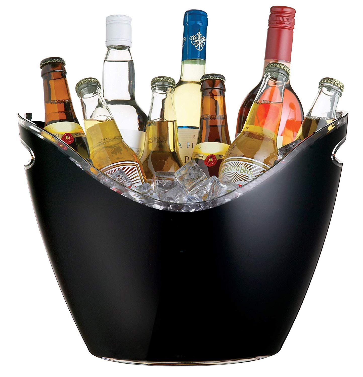 BarCraft Drinks Cooler Beer Bucket for Parties BBQs and More, Acrylic, Black, 8 Litre, 22 L