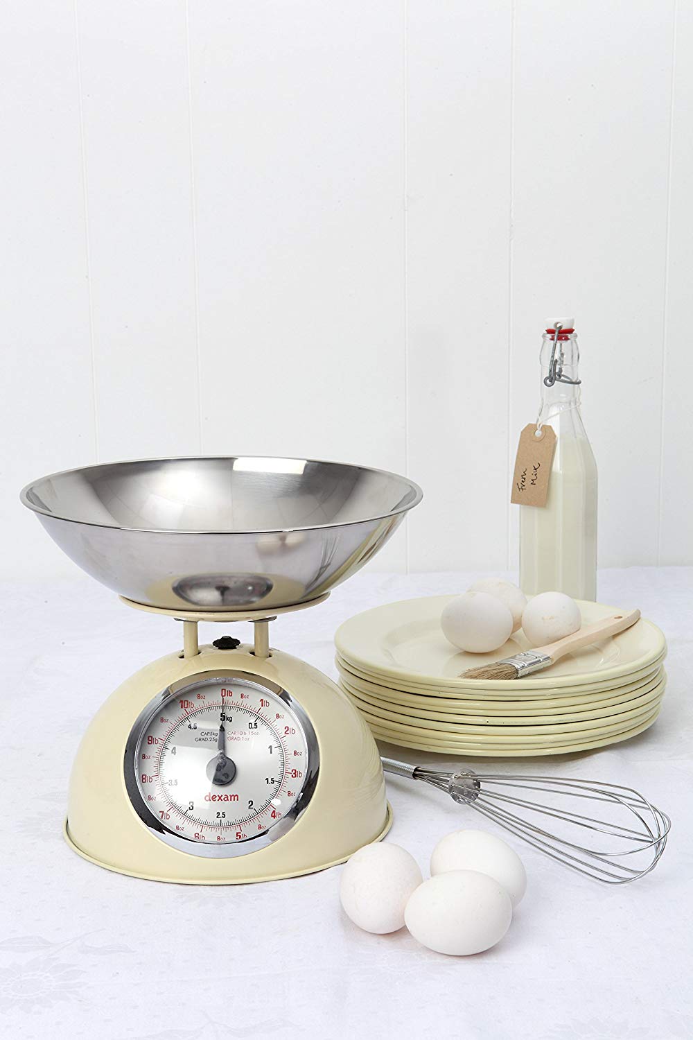 Dexam 17848104 Cream Retro Kitchen Scales with a large bowl, stainless steel, 21 x 24.7 x 24.7 cm - Image 2