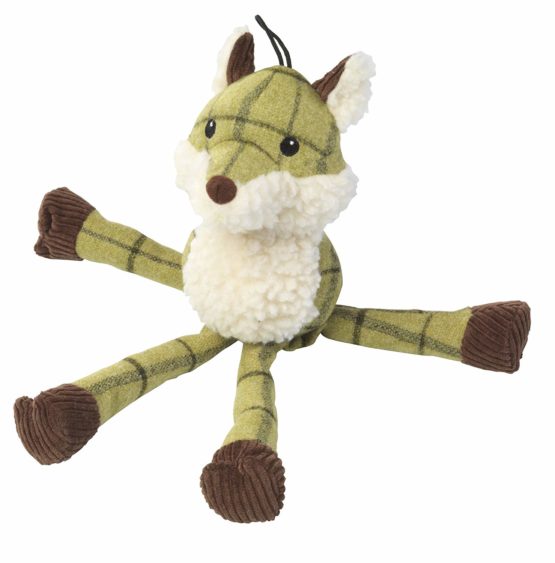 House of Paws Tweed Plush Long Legs Fox Dog Toy, Green