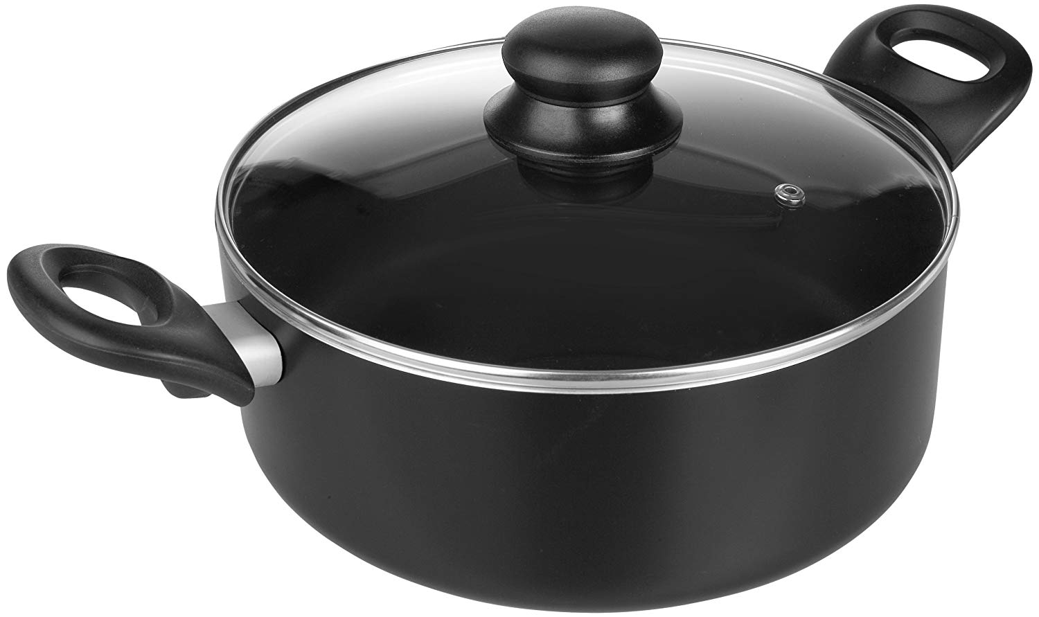 Ibili 410816 - Cacerola con tapa de Cristal Inducta 16 cm, Black/Transparent