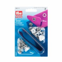 Prym Non-sew Press Fasteners Jersey Brass pronged Ring White 10 mm