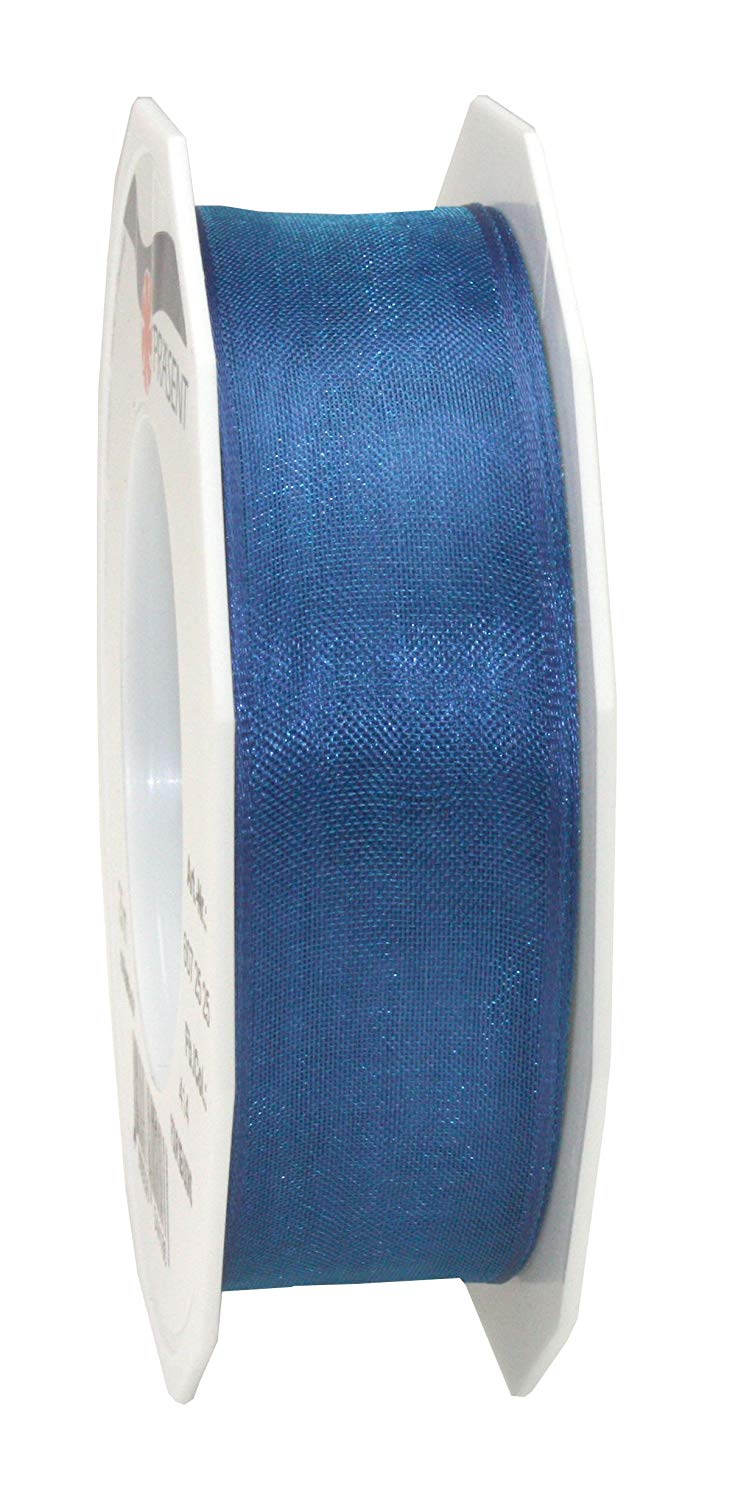 PRÄSENT - Four Seasons Organza wired edge Ribbon Royal Blue 25 mm width, 25 m length, Dusty Rose, 25mm - 25m