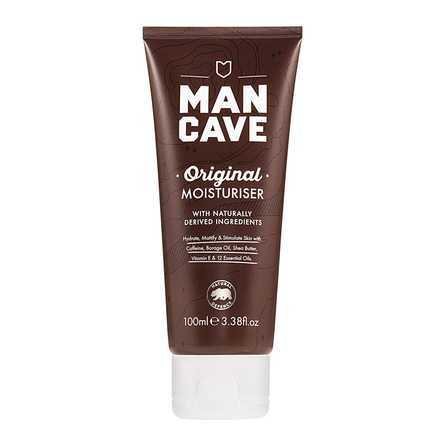 ManCave Natural Caffeine Moisturiser 100ml, Helps Reduce Signs of Fatigue, with UV Absorbers