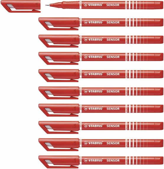Fineliner - STABILO SENSOR F Box of 10 Red