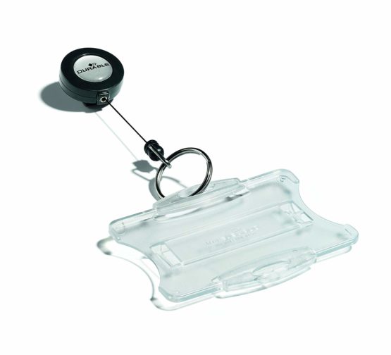Durable 821919 Double Layer Card Sleeve for ID Cards with Retractable Reel Clip 54 x 85 mm Tape Length 80 cm Pack of 10 - Image 2