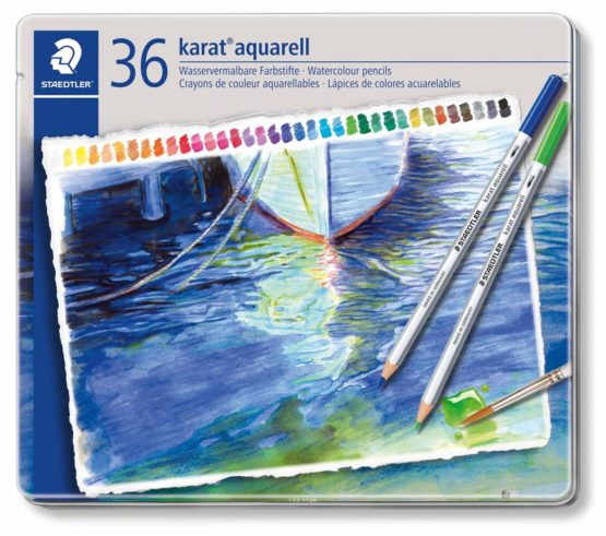 Staedtler karat aquarell watercolour pencils tin set of 36 assorted colours