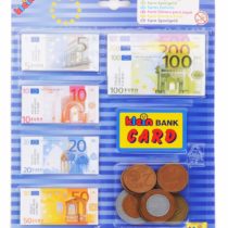 Theo Klein 9605 euro play money with credit card I 37 notes and 11 coins - from 1 cent coins to 500 euro notes I Dimensions: 20 cm x 0.5 cm x 20 cm I Toys for children aged 3 and over