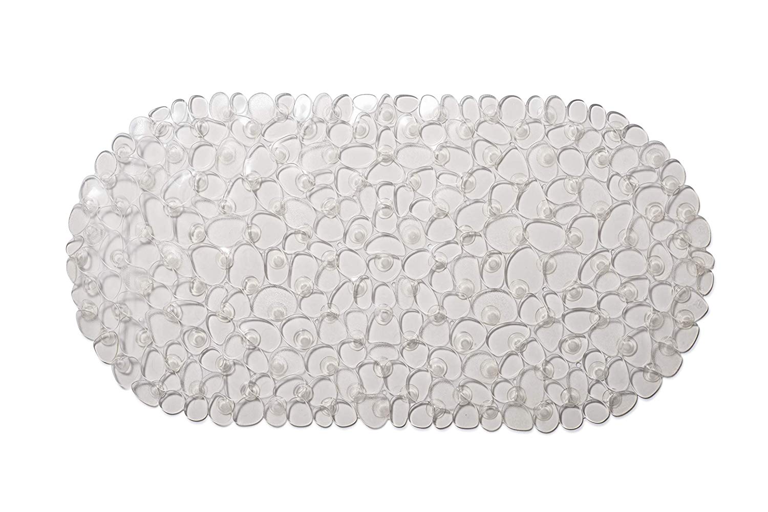 Croydex AG300032 Pebbles Non-Phthalate Slip-Resistant PVC Suction Bath Mat, Clear, 70 x 35cm, 70 x 35 cm (Oval)