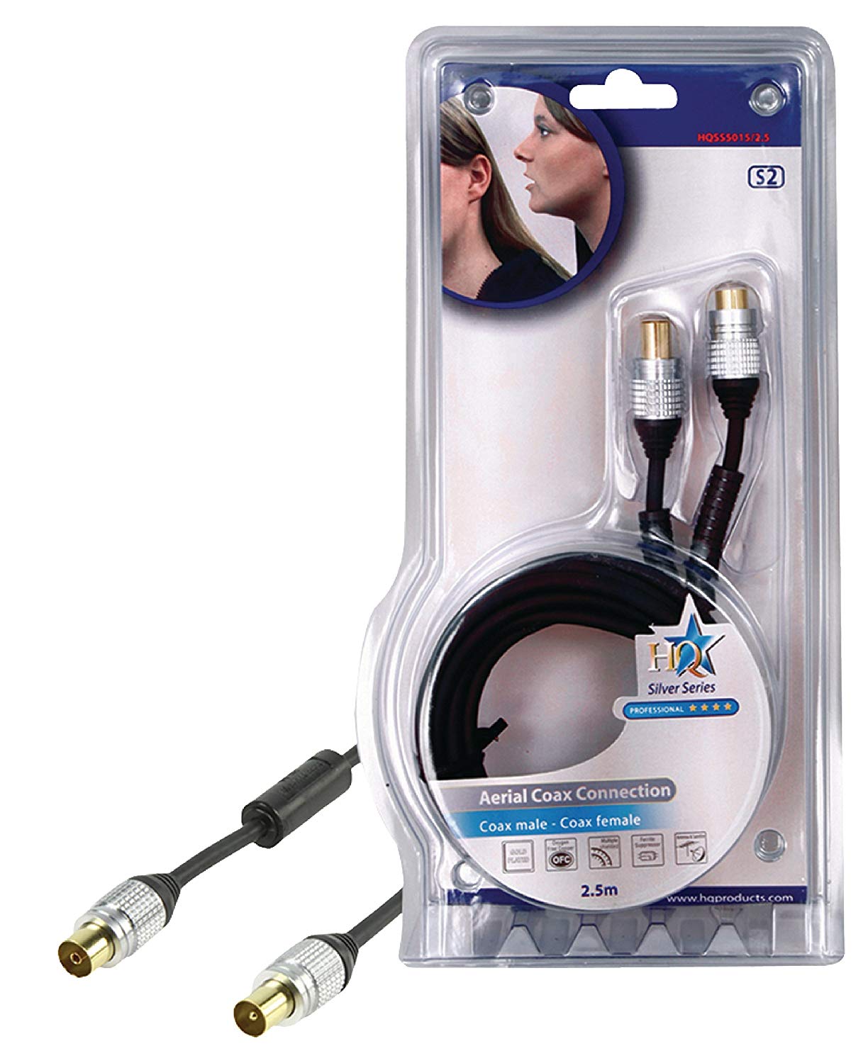 HQ 2.5m Coax Cable with Gold Plated Plugs, 2.5 Meters - Image 2