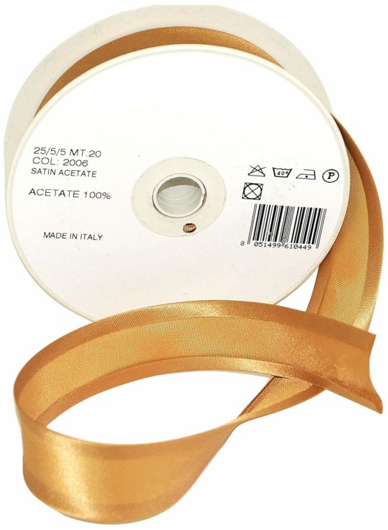 Inastri Acetate Satin Bias Binding 25/5/5mm Colour Honey Gold 2006