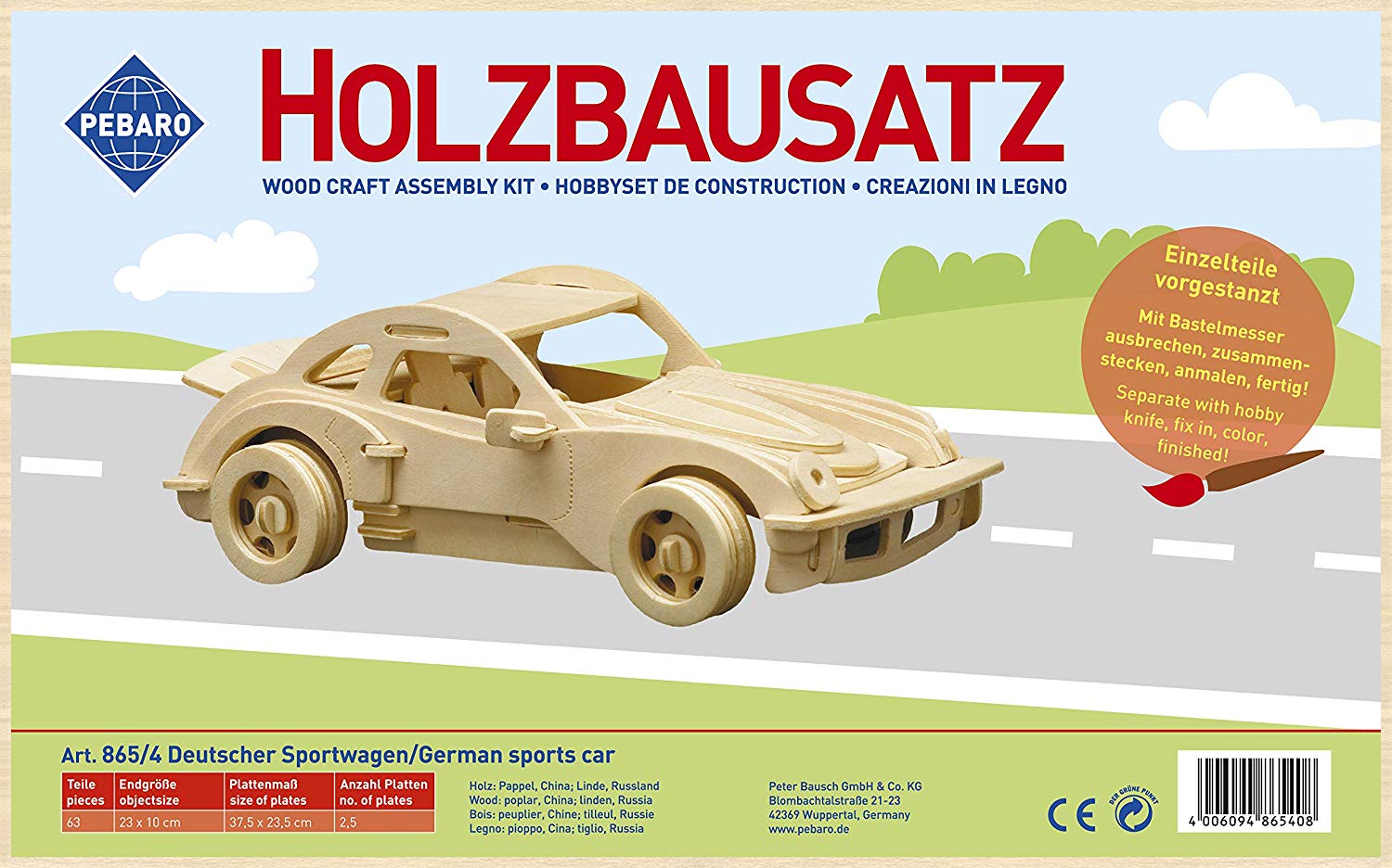 Donau Elektronik M865-4 Wood Design German Sports Car, Multicolour, Multicolor - Image 2