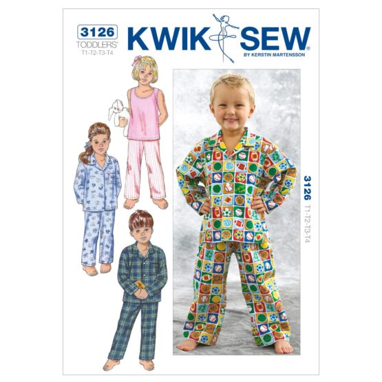 KWIK - SEW PATTERNS K3126 Size T1 - T2 - T3 - T4 Sleepwear, Pack of 1, White