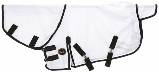 Cwell Equine NEW MINI/SHETLAND/PONY FLY RUG SOFT MESH ATTACHED NECK COVER WHITE 3'6-4'9" (3'6")