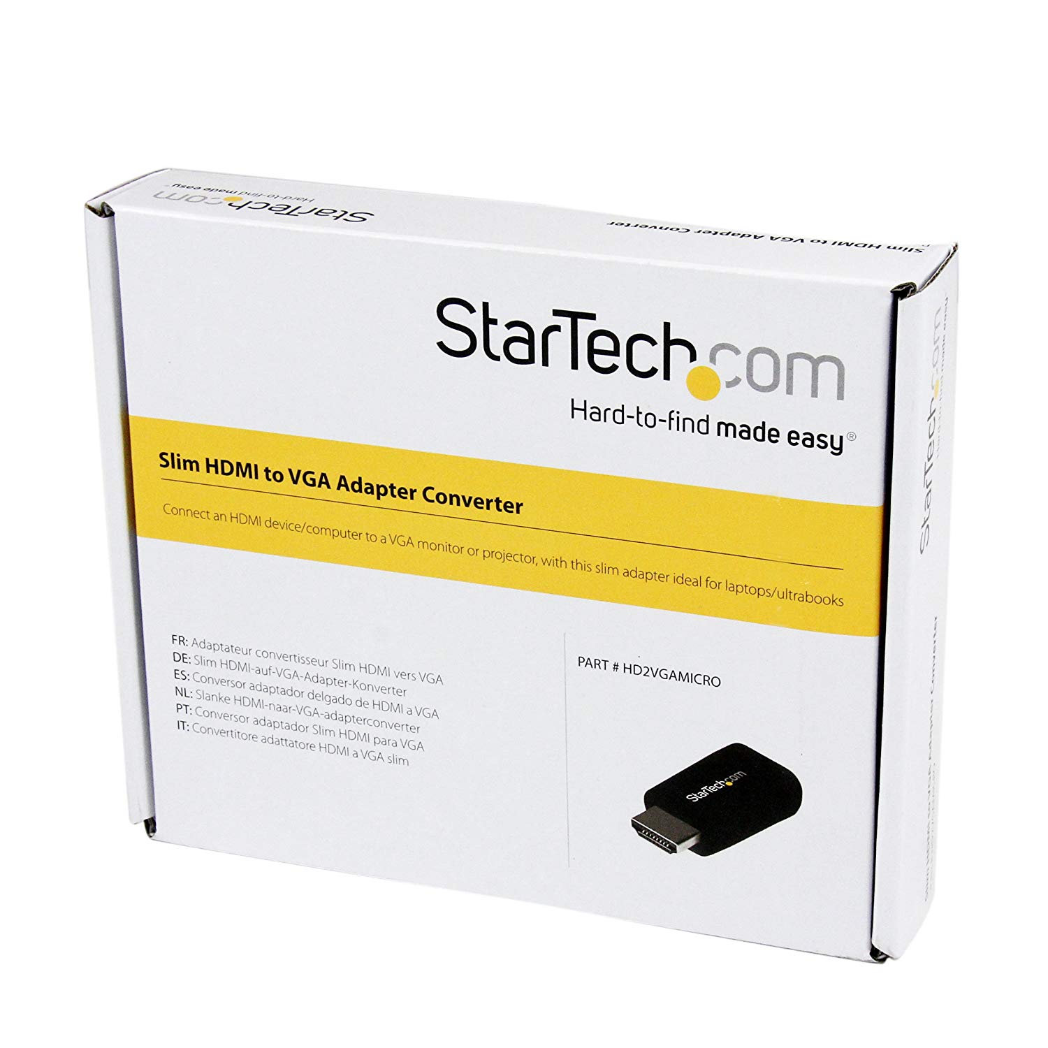 StarTech.com Compact HDMI to VGA Adapter Converter – Power Free HDMI Laptop to VGA Monitor / Projector Converter Box - 1920x1200 (HD2VGAMICRO) - Image 4