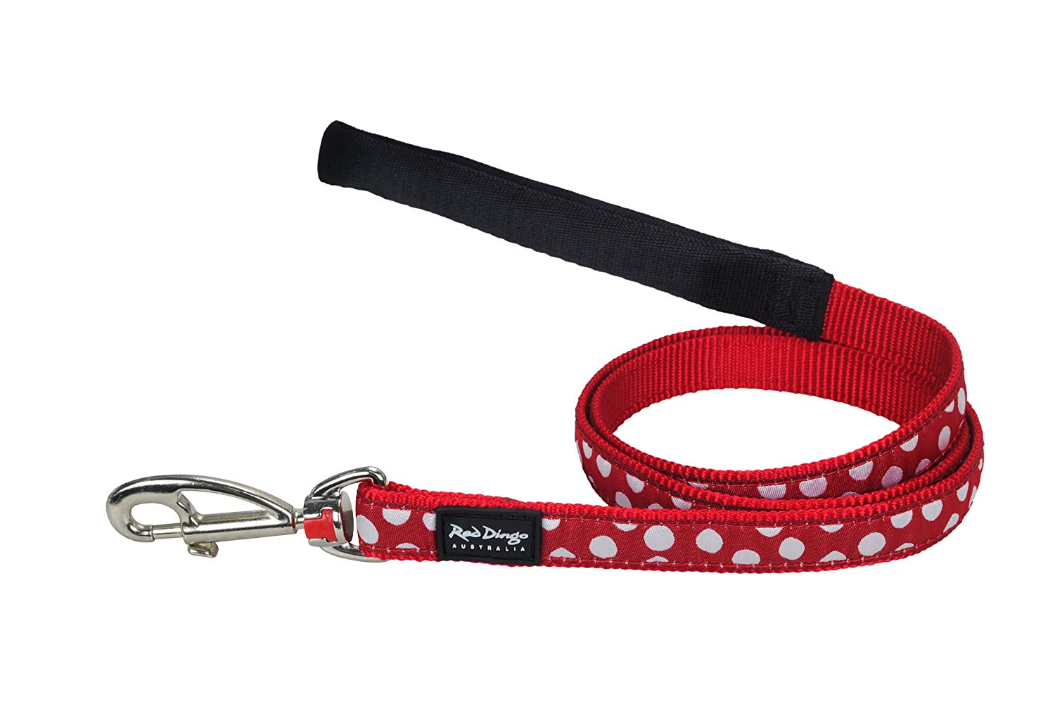 Red Dingo Designer Dog Lead, White Spots on Red (25mm x 1.2m) L
