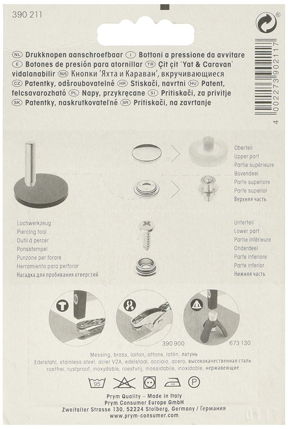 Prym Tent front press studs 10 pieces - Image 2