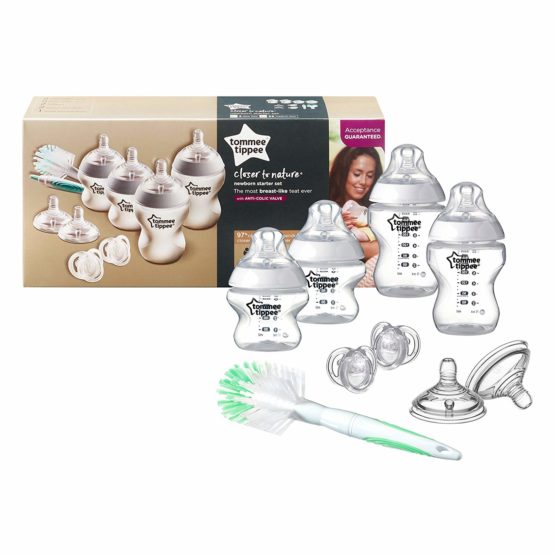 Tommee Tippee Closer to Nature Newborn Baby Bottle Starter Set, Breast-like Teats with Anti-Colic Valve, Clear - Image 3