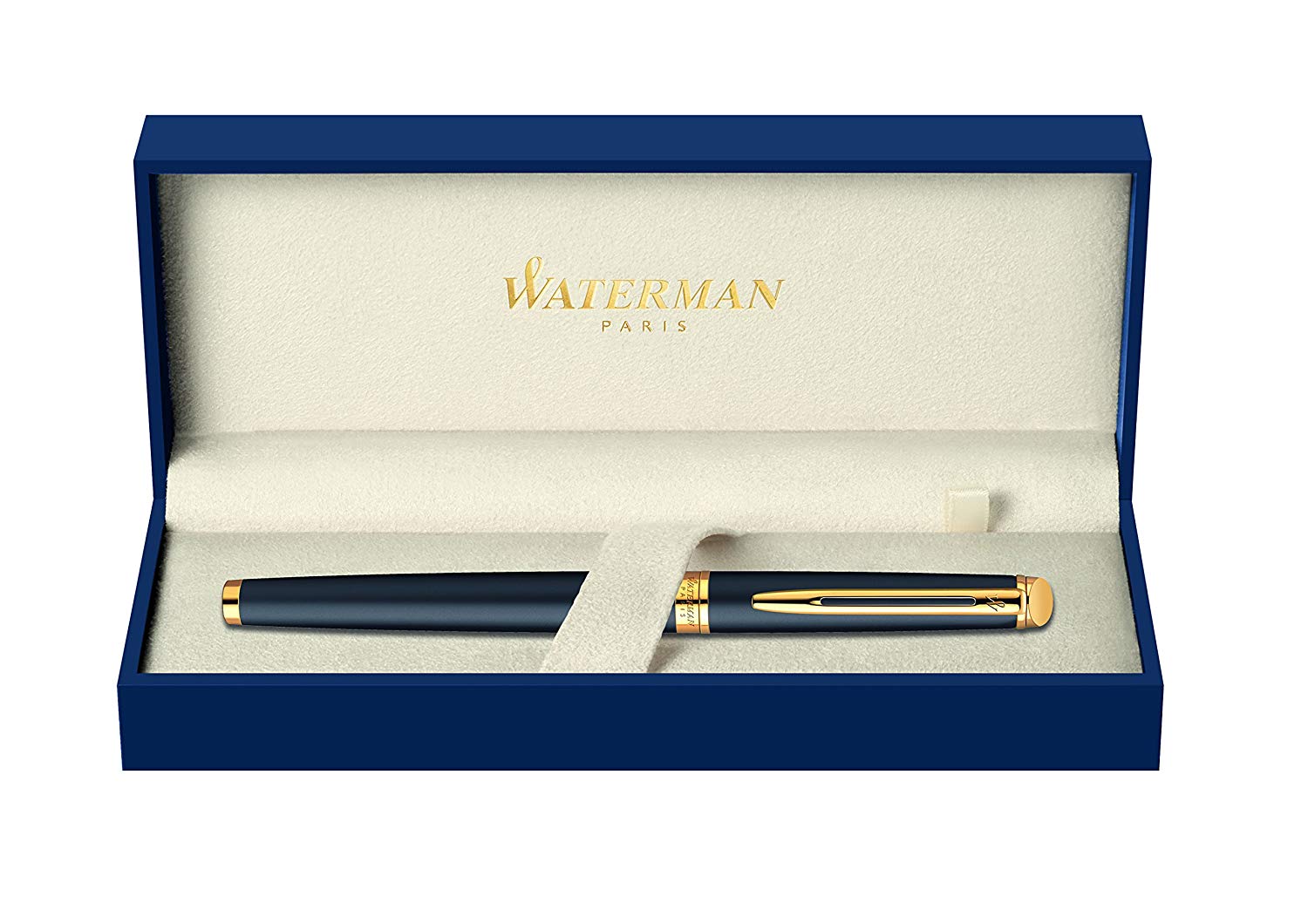 Waterman Hemisphere Rollerball Pen Matte Black with 23 k Gold Trim Fine Point Black Ink Gift Box