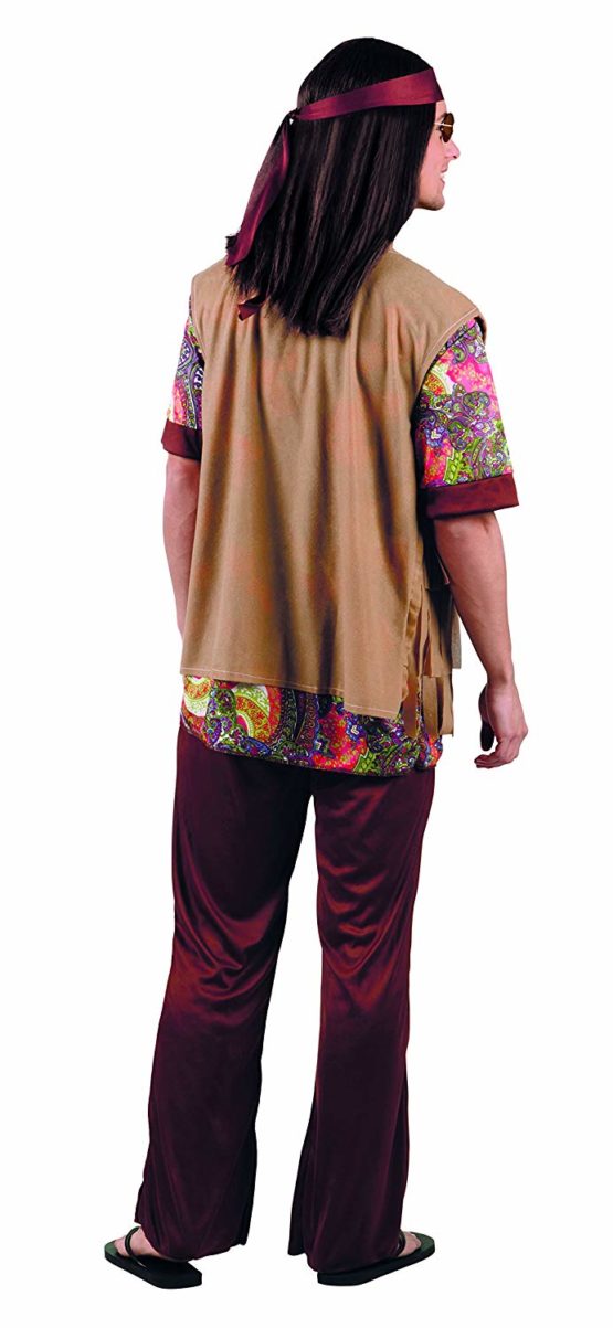 1960s Hippy Mens Fancy Dress Retro Groovy 60s Hippie Adults Costume Outfit - Image 2