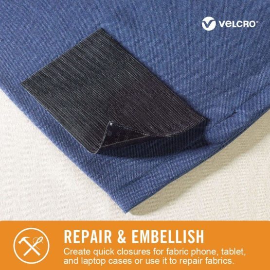 Velcro(r) Brand Fasteners Sticky Back for Fabrics: No Sewing Needed - 6-inch X 4-inch Rectangle, 1 Set - Black - Image 3