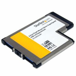 StarTech 2 Port Flush Mount ExpressCard 54mm SuperSpeed USB 3.0 Card Adapter with UASP - Dual Port Laptop ExpressCard USB 3 Controller (ECUSB3S254F)