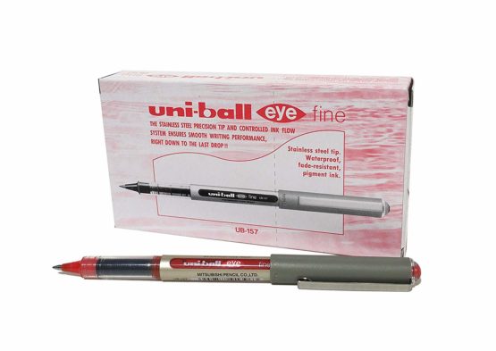 uni-ball Eye UB157 Rollerball Pen Fine 0.7mm Tip 0.5mm Line Red Ref 9000702 [Pack of 12]